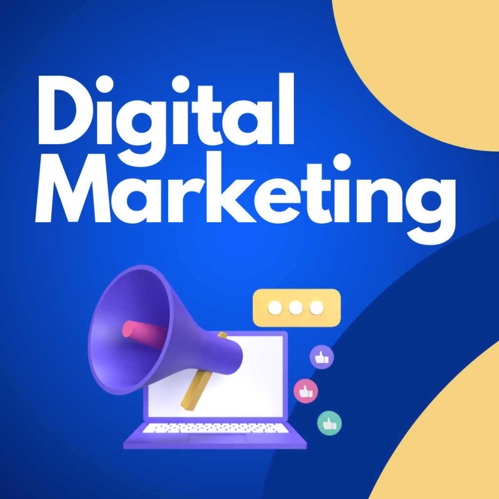 Blue & Yellow Simple Digital Marketing Agency Instagram Post (Square)