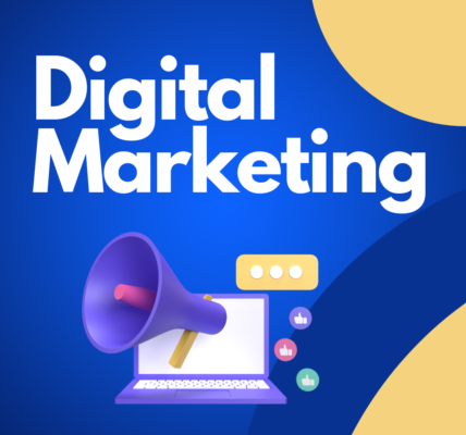 Blue & Yellow Simple Digital Marketing Agency Instagram Post (Square)